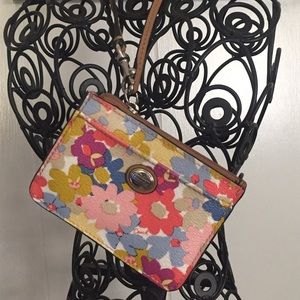 Coach PVC Flower Zippered Wristlet/Keychain