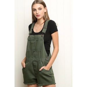 Brandy Melville green cut off overalls