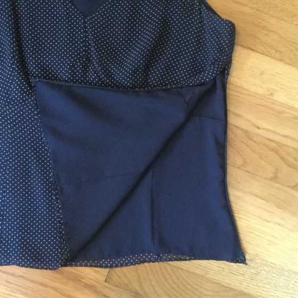 Ann Taylor Navy &White Polka Dot Print Silk Blouse - Picture 6 of 6