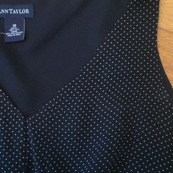 Ann Taylor Navy &White Polka Dot Print Silk Blouse - Picture 5 of 6