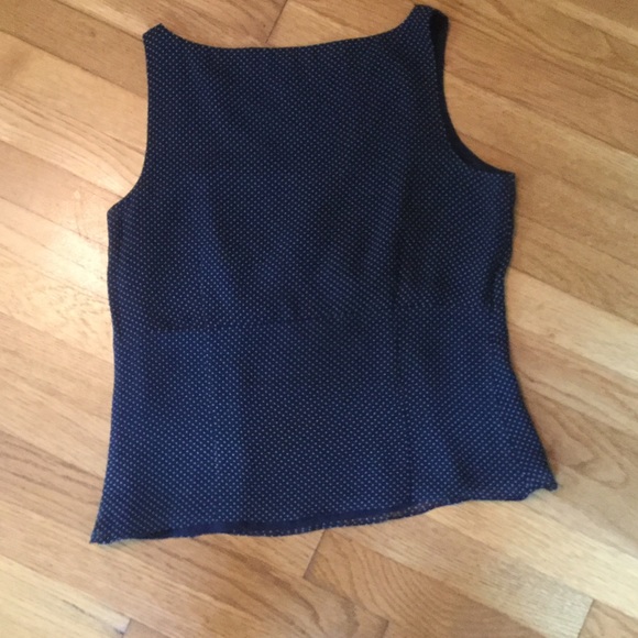 Ann Taylor Navy &White Polka Dot Print Silk Blouse - Picture 4 of 6