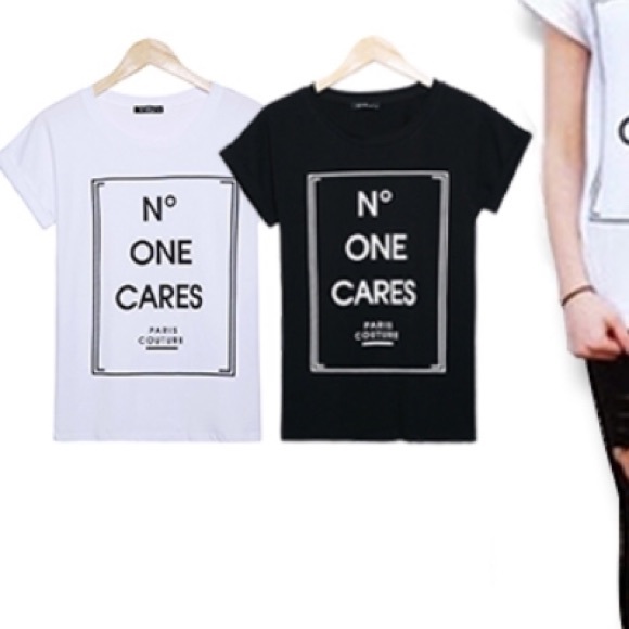 Flash sale ✨NWOT "No One Cares" white Tshirt - Picture 2 of 4