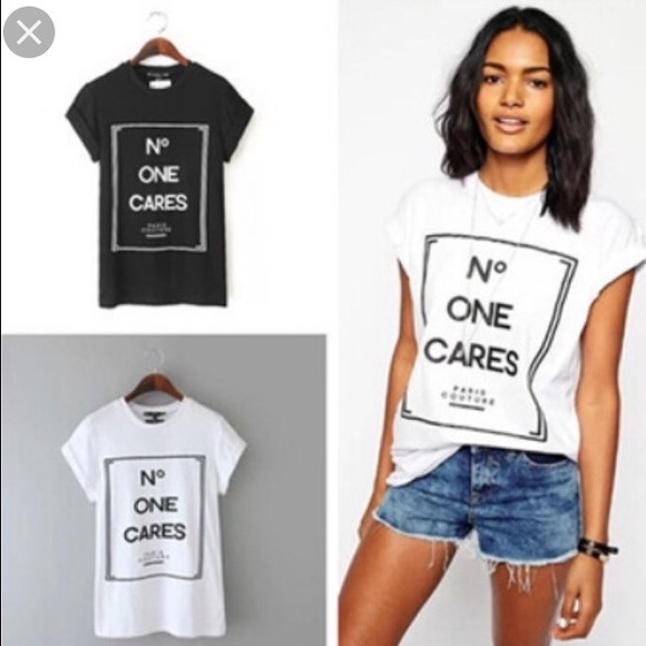 Flash sale ✨NWOT "No One Cares" white Tshirt - Picture 3 of 4