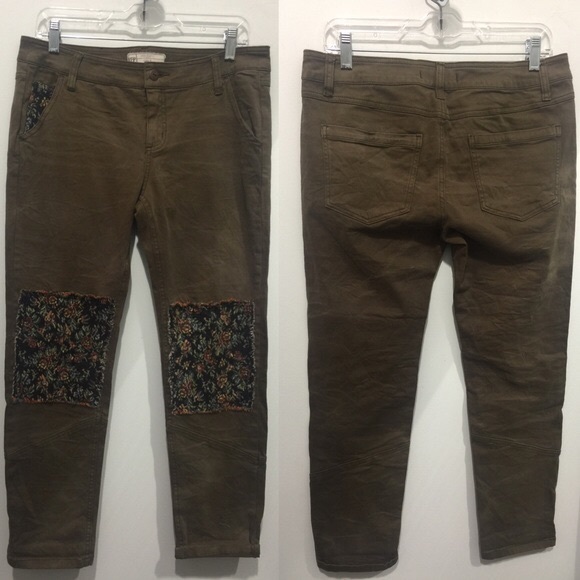 Free People army green patch pants