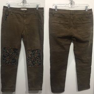 Free People army green patch pants