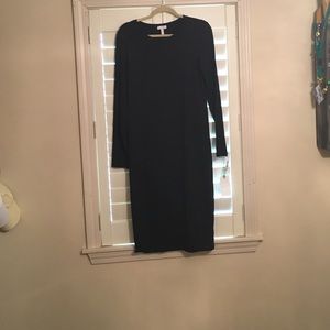Long sleeve long black body con dress