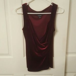 Deep red velvet wrap top