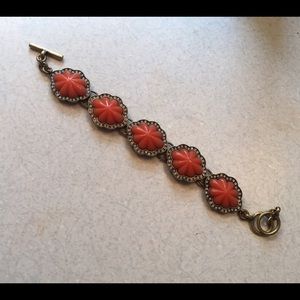 Coral link bracelet