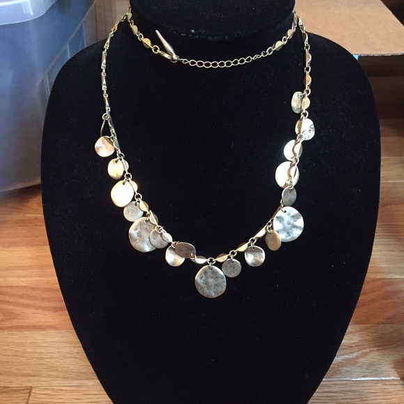 Long gold disc necklace