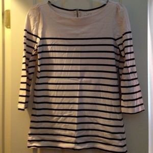 Cream and white striped top.
