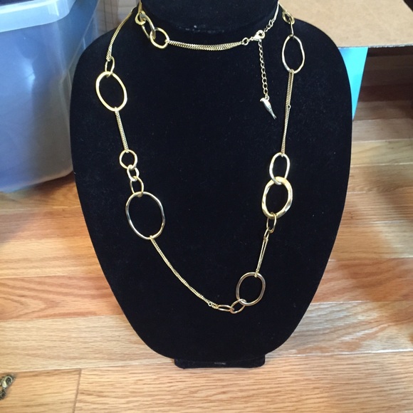 Long gold necklace