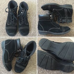 Clarks black booties