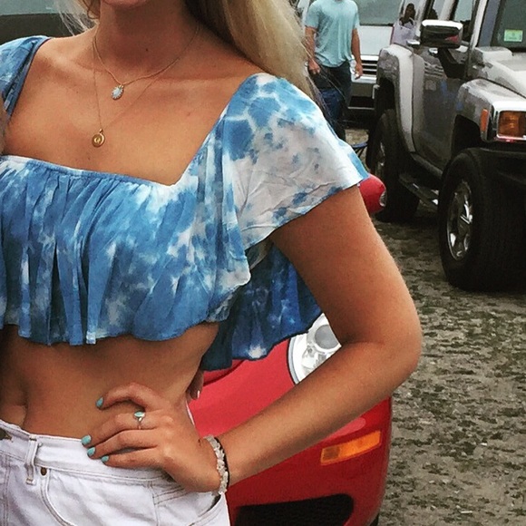 Blue tie dye crop top