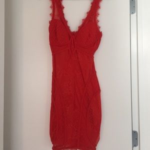 BEBE red lace corset dress