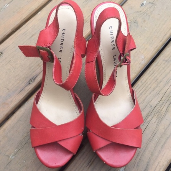 Chinese Laundry Red & Brown Wedges