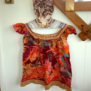 Thin cotton boho print blouse