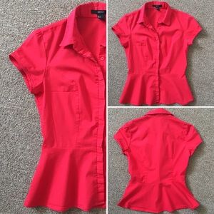 Forever21 Red Peplum Button-up top