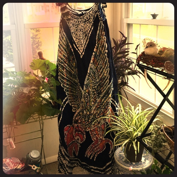 Unusual ethnic batik print maxi dress