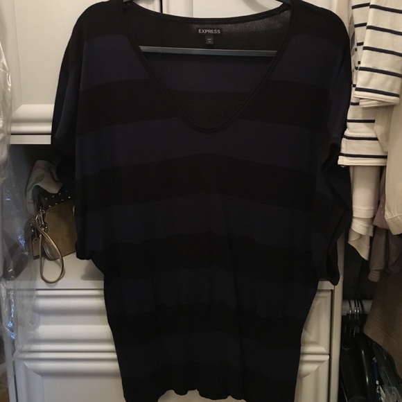 Express Navy & Black Striped Blouse