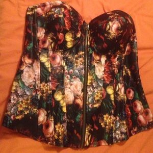 Multi floral zip corset