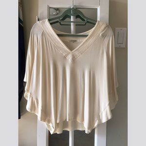 Bordeaux from Anthropologie beige flowy top