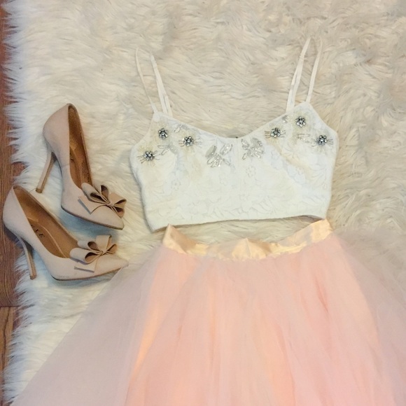 Embellished Lace Crop Top