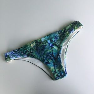 L*Space Brazilian Bikini Bottoms Blue Green Snake