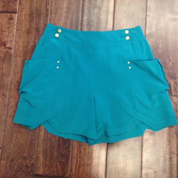 Turquoise silk leifsdottir shorts
