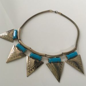 Zara gold and turquoise native triangle necklace