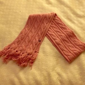 Pink Cable Knit Scarf with Fringe & Subtle Sequins – One Size