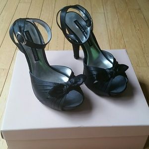 Platform Ankle Strap Satin Heels