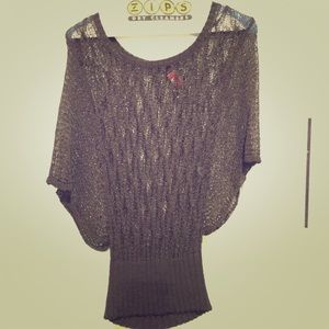 Open knit brown blouse. Arden B.
