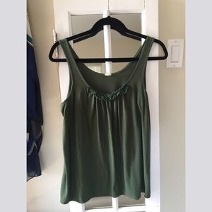 J. Crew green tank with flower detail