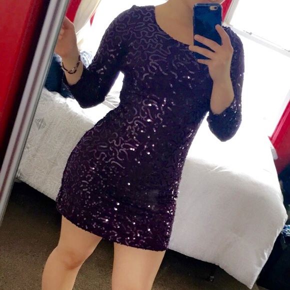 Sequin dark purple dress