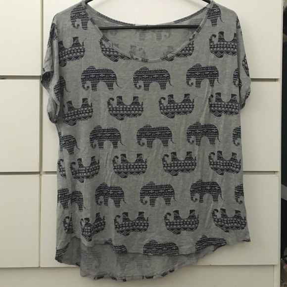 Grey tribal elephant top