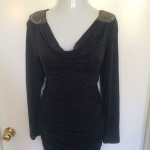 Dark Grey Dress with Shoulder Detail