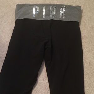 Gray Crop PINK yoga pants