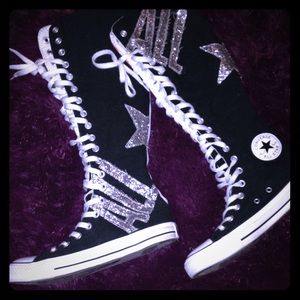 High top lace up glitter Converse sneakers