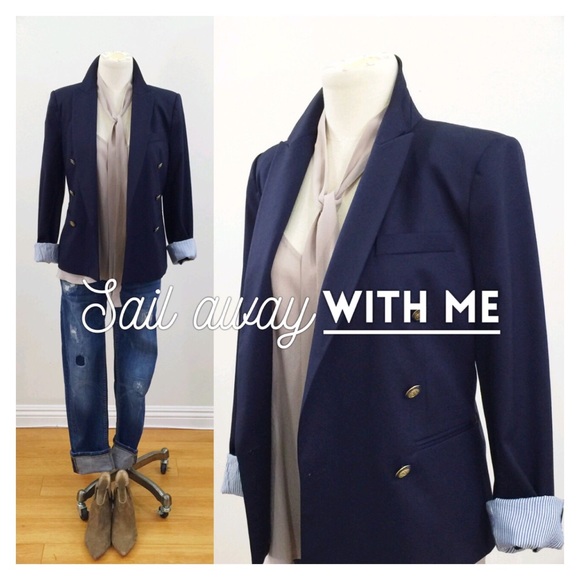 Coats amp; Buttons Lining Gold Blazer Navy Jackets Zara Wstriped 1RBqS1x