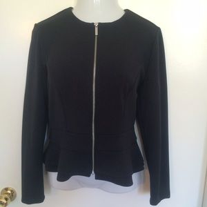 Black Knit Peplum Zip Jacket