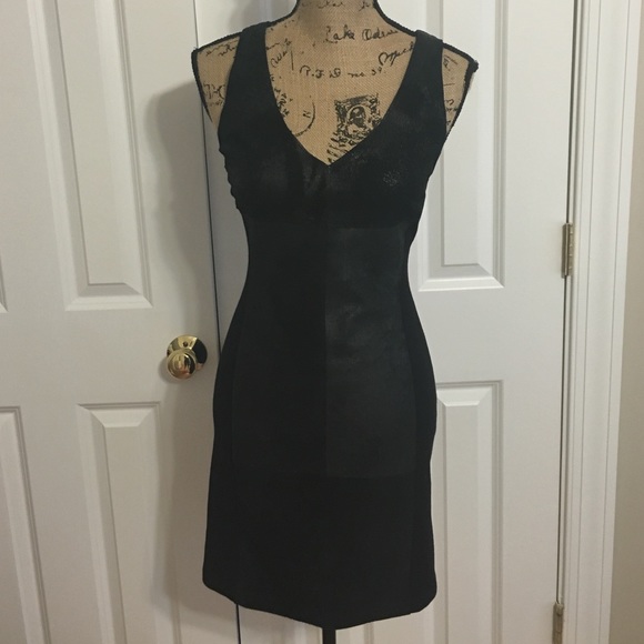 suede paneling mini dress