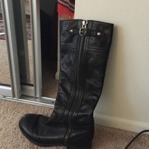 Franco Sarto black leather knee high boots