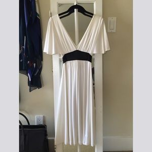 Bebe white v neck dress, calf length