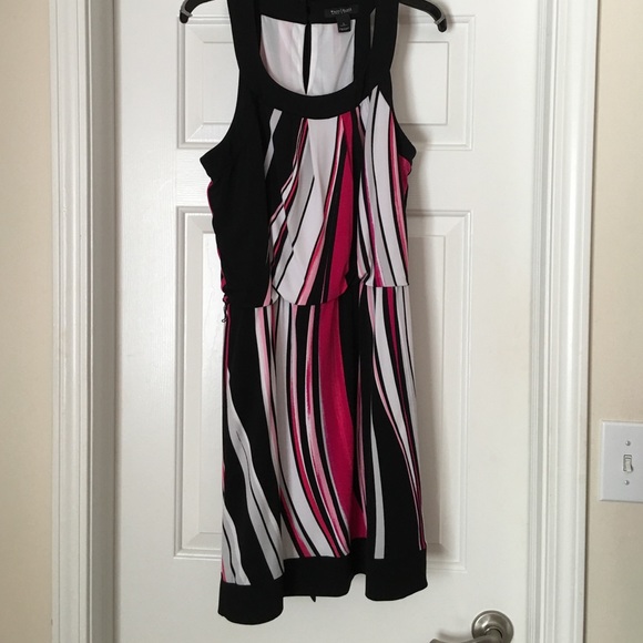 Black, white, and pink dress