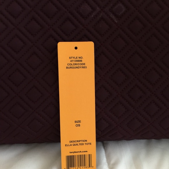 Tory Burch Ella Quilted Burgundy Tote - Picture 2 of 4