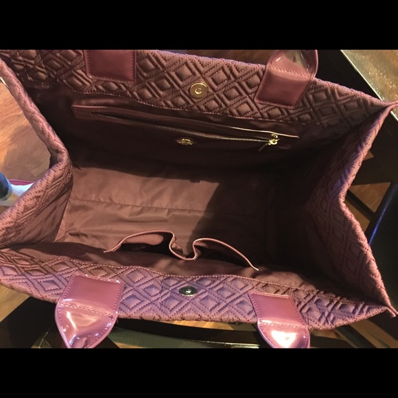 Tory Burch Ella Quilted Burgundy Tote - Picture 3 of 4