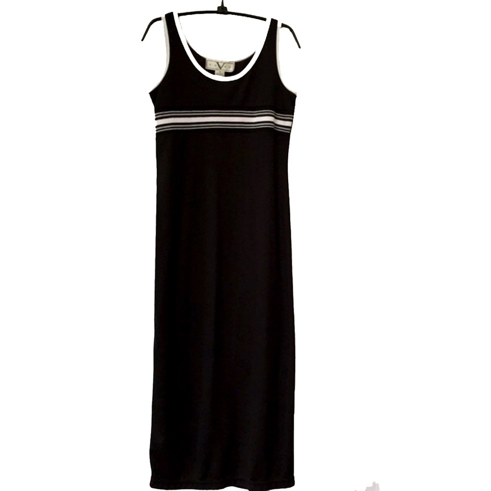 50" long athletic black tank knit dress back slit