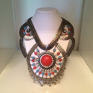 H&M Antique Silver Tribal Necklace