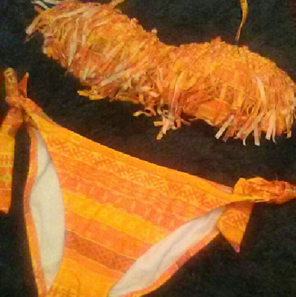 Orange and Yellow Fringe Swimsuit - Picture 2 of 2