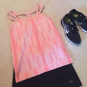 Athleta pink & coral tank with removable bra pads